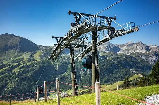 estación de esquí en verano - overhead cable car summer ski lift scenics fotografías e imágenes de stock