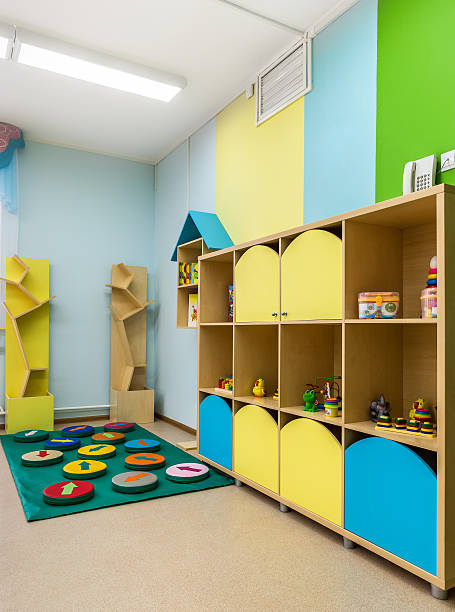 istock Kindergarten, toys on the shelves. 509097250
