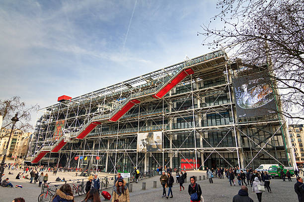 Pompidou Paris Paris, France - February 24, 2014: Museum Centre Georges Pompidou, visited by many tourists every day in Paris, France, on February 24, 2014 pompidou center stock pictures, royalty-free photos & images