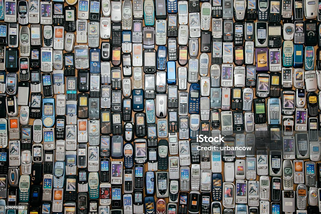 Old mobile phones Lots of old mobile phones Mobile Phone Stock Photo
