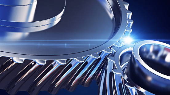 3d illustration of close up gears with depth of field effects