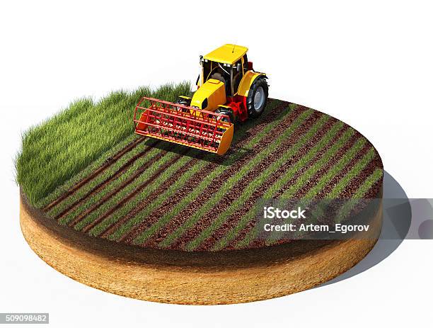 Tractor Preparing Land For Sowing Stock Photo - Download Image Now - Farm, Tractor, Agriculture