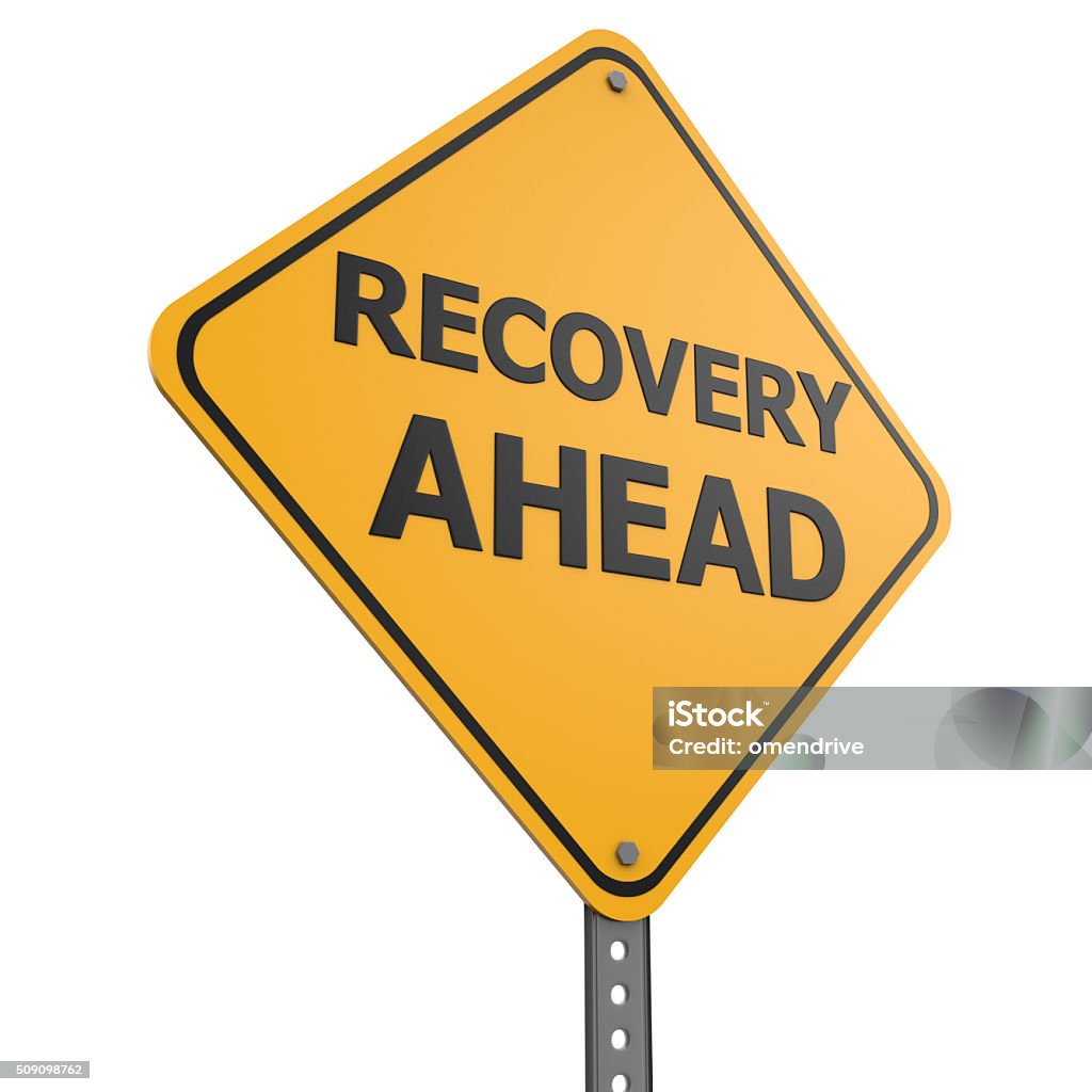 Recovery Ahead Recovery Ahead 3d render on white Achievement Stock Photo