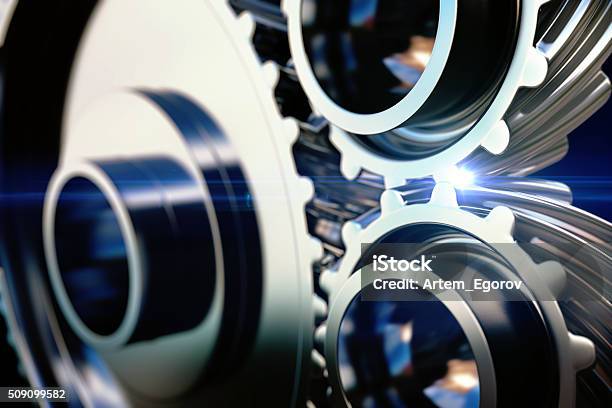 Closeup Gear Metal Wheels Stock Photo - Download Image Now - Gear - Mechanism, Gearshift, Engine