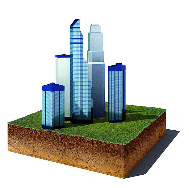 istock dirt cube with skyscrapers district isolated on white background 509101426
