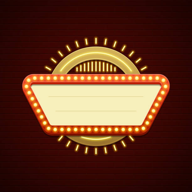 istock Retro Showtime Sign Design. Cinema Signage Light Bulbs Frame and 509101786