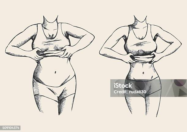 Fat And Fit Stock Illustration - Download Image Now - Women, Sketch, The Human Body