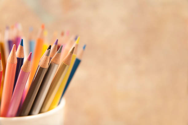 Color pencils isolated on white background.Close up.