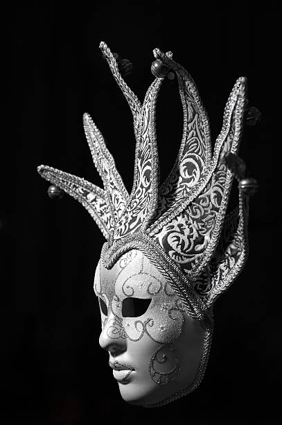 istock Isolated Silver Venetian mask on a black background 509106212