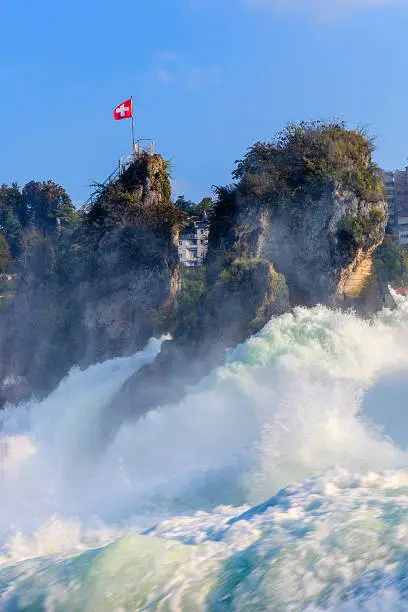 Rhine Falls, the largest plain waterfall in Europe, are located on the High Rhine, near the town of Schaffhausen. Switzerland