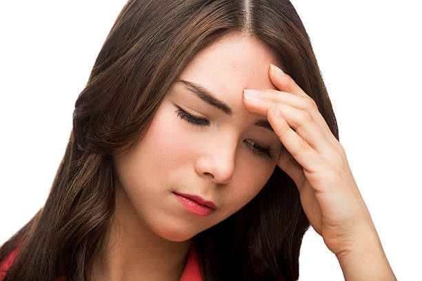 istock Beautiful latin woman holding her forehead 509110870