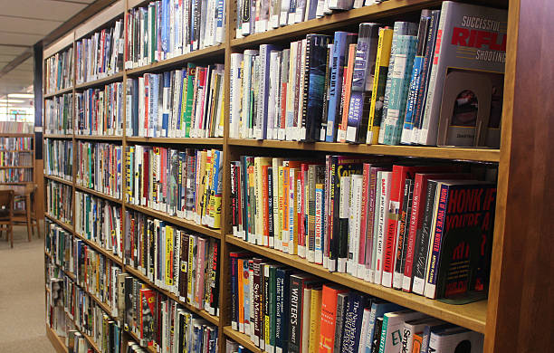 istock Library books on shelves 509112488