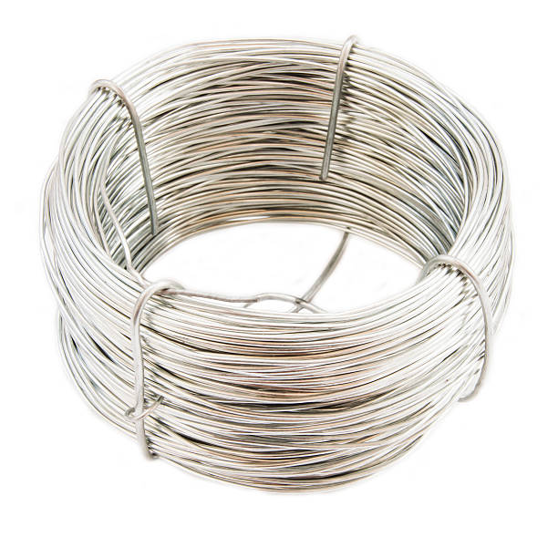 Coil of metal wire stock photo