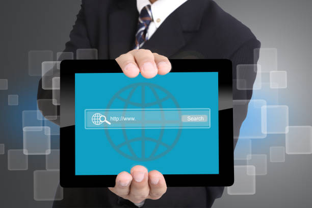 istock Businessman used hand for hold touch pad  to search internet 509117441