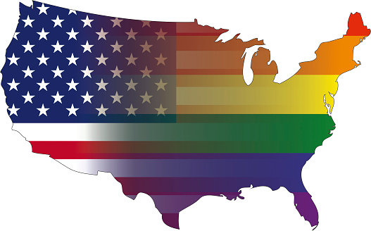 USA flag and gay pride Flag