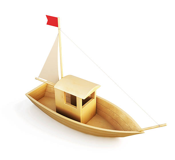 istock Wooden boat model isolated over a white background. 3d. 509118178