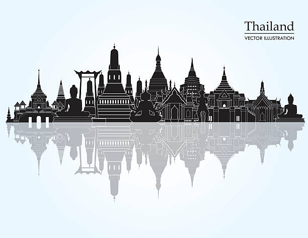 thailand detaillierte die skyline. vektor-illustration - indigenous culture famous place thailand bangkok stock-grafiken, -clipart, -cartoons und -symbole