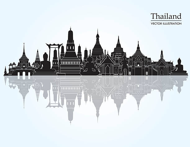 ilustrações de stock, clip art, desenhos animados e ícones de tailândia detalhada horizonte. ilustração vetorial - tailandia