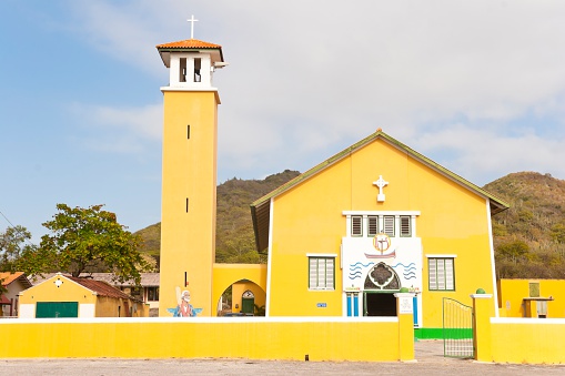 Church San Pedro (Saint of Fishermen )in Westpunt on the Island of Curacao in the Caribbean, Netherlands Antilles. Church belongs to the Diocese of Willemstad.