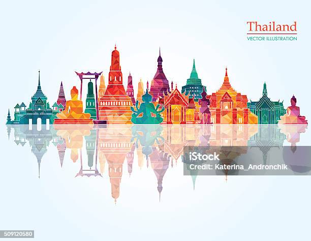 Tailandia Dettagliata Sullo Skyline Illustrazione Vettoriale - Immagini vettoriali stock e altre immagini di Tailandia