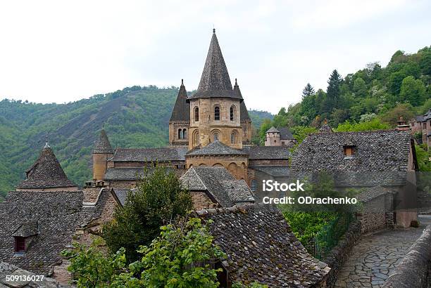 Side View On The Abbey Of Saintfoy At Conques France Stock Photo - Download Image Now