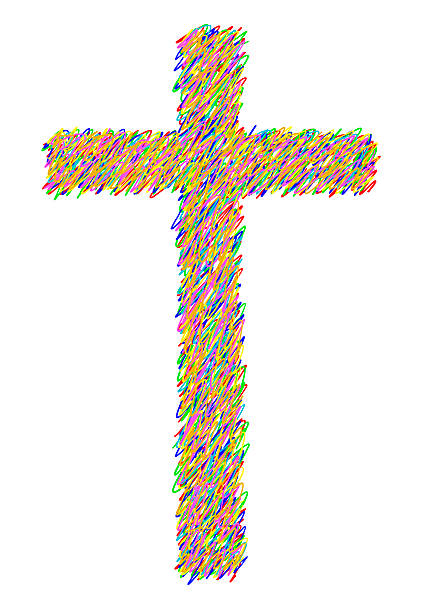 Many colors of faith - Clorored Crucifix on white background
