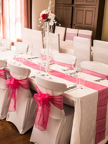 istock Party Table Decorated with Tall Floral Piece & Diamonds 509138017