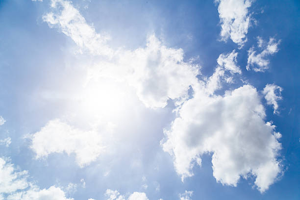 istock Beautiful blue sky with sunbeams and clouds. 509138249