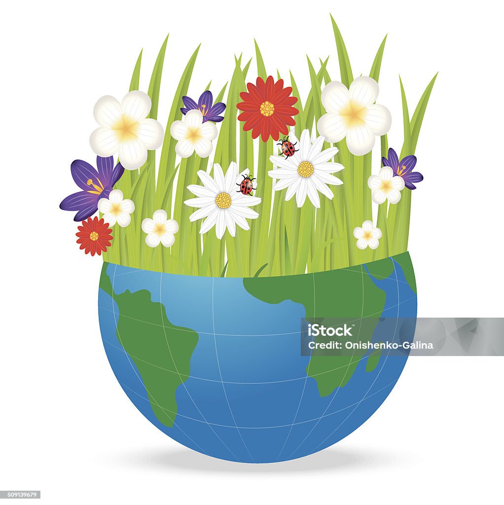 planet earth and bright beautiful flowers on a white background planet earth and bright beautiful flowers on a white background, vector illustration Animal stock vector