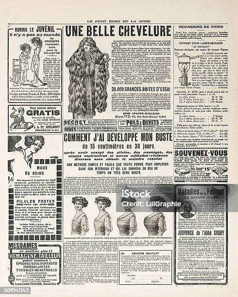 Newspaper Page With Antique Advertisement Paris Ca 1919 Stock Photo - Download Image Now