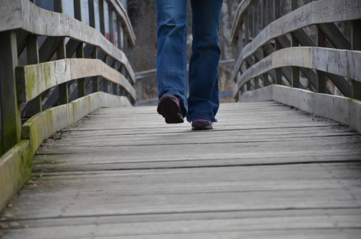 Walking on bridge