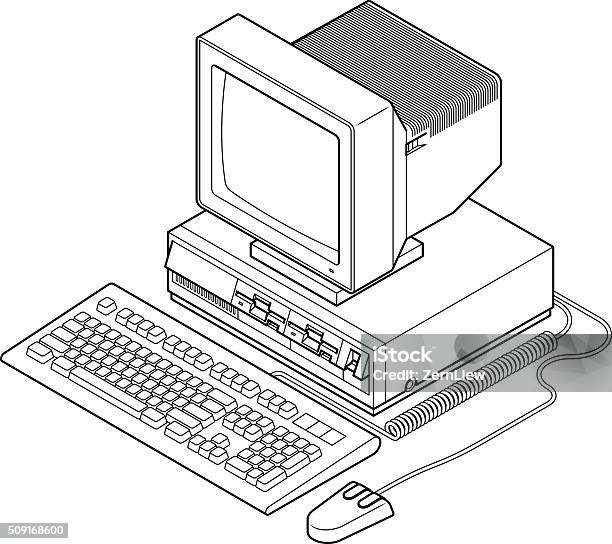 Vintage Personal Computer Stock Illustration - Download Image Now ...