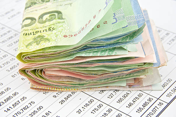 istock Pile bill of Thailand place on statement 509169831