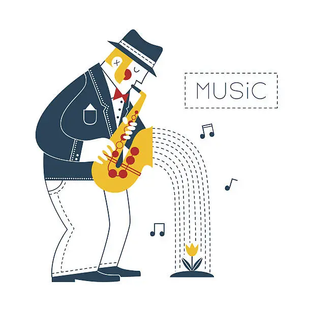 Vector illustration of Man playing the saxophone