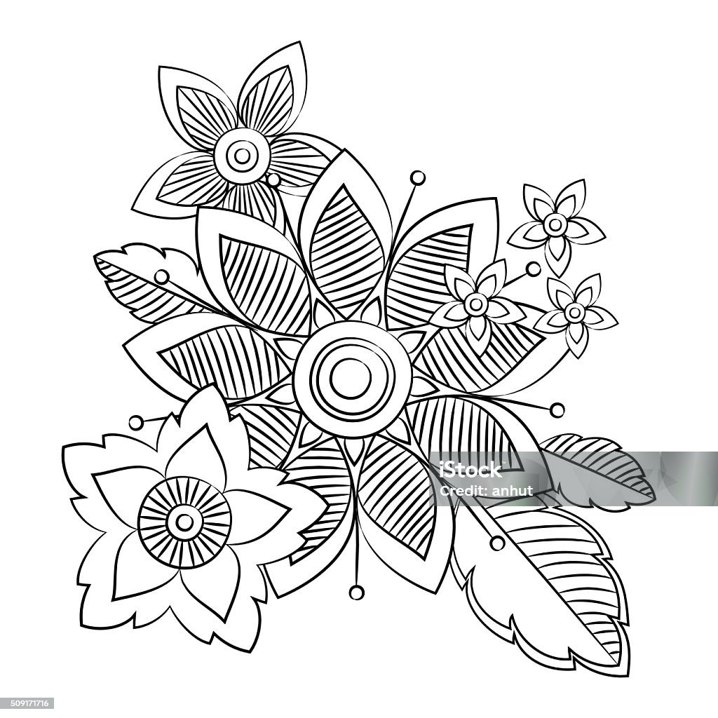 Doodle Art Flowers Hand Drawn Herbal Design Elements Vector ...