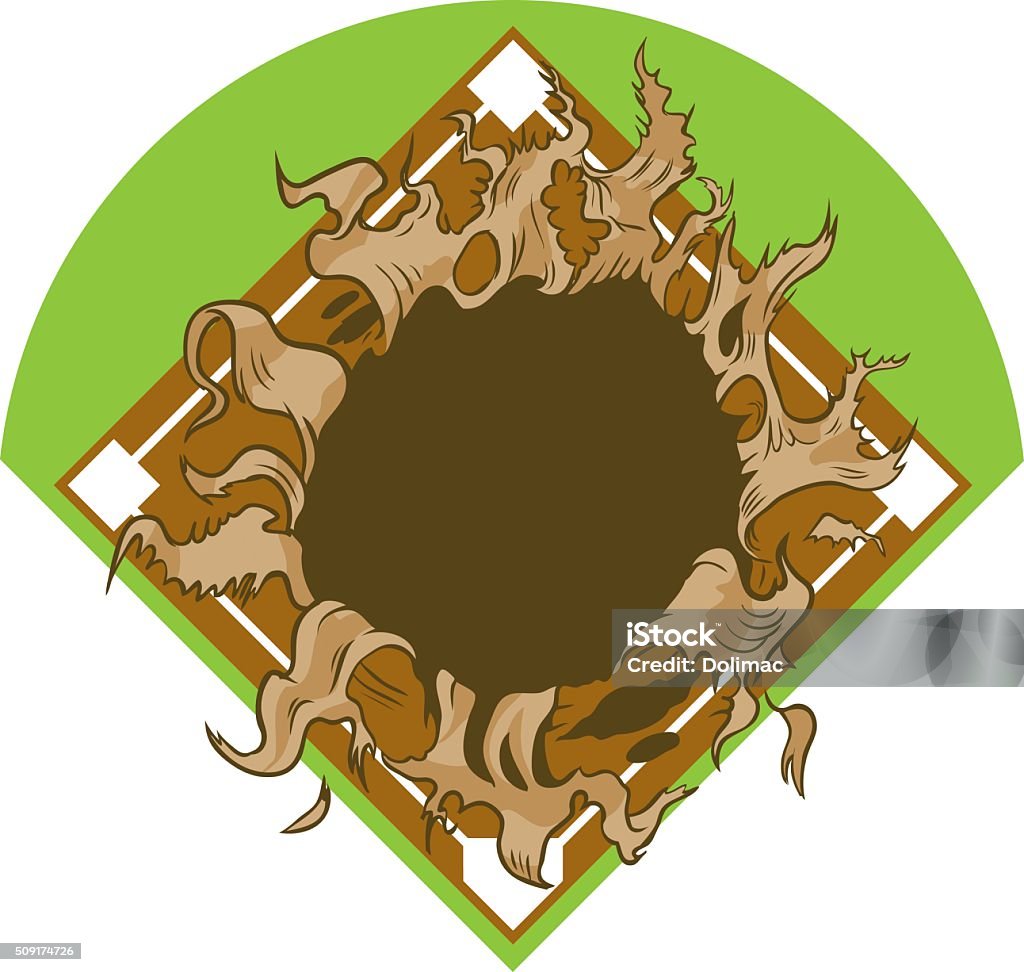 Hole Ripping out of Baseball Diamond Vector Cartoon Clip Art Vector cartoon clip art illustration of a hole ripping out of a baseball or softball diamond or field background. Diamond Shaped stock vector