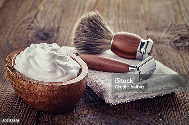 Shaving Accessories Stock Photo - Download Image Now - Shaving, Men, Barber Shop