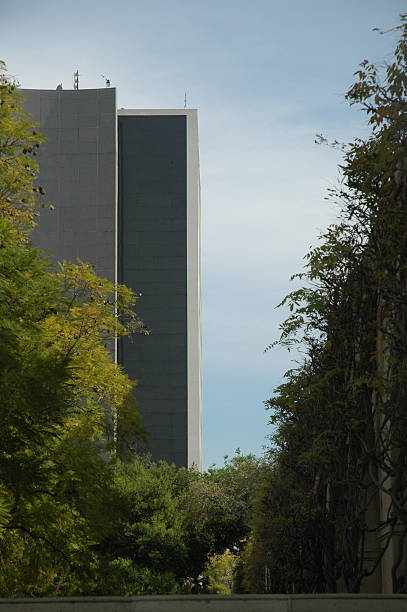 istock Architecture buildings bordered by trees and wall of plants 509175725
