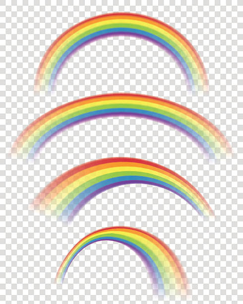 transparent rainbows in different shapes - gökkuşağı illüstrasyonlar stock illustrations