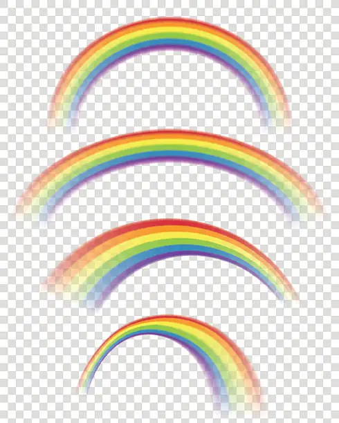 Vector illustration of Transparent Rainbows in Different Shapes