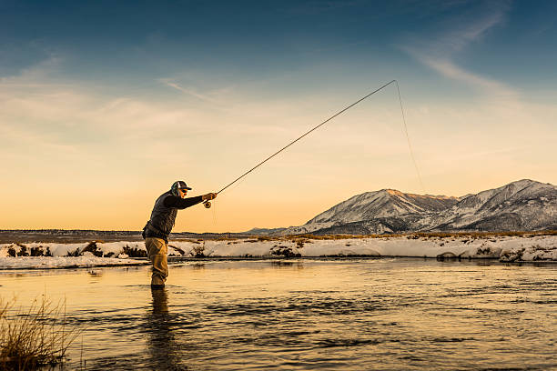 istock Fly Fisherman High Sticking In The River At Sunset 509177248