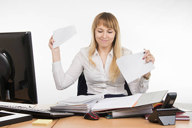 istock Business woman torn paper document 509177862