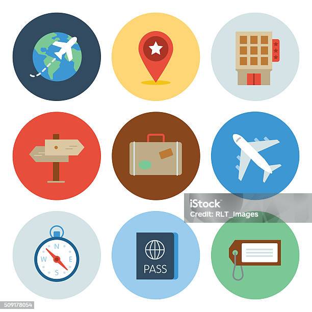 Travel Icons Circle Series Stock Illustration - Download Image Now - Airplane, Travel, Illustration