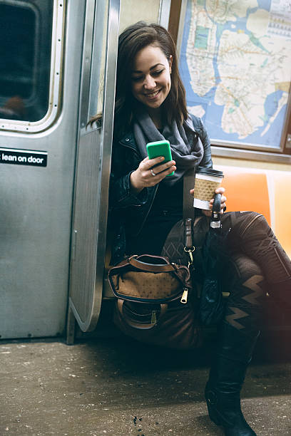 istock Cheerful Woman Riding Subway 509178294