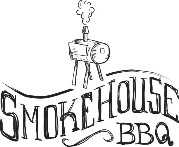 Vector illustration of Smokehouse hand lettered text label on white