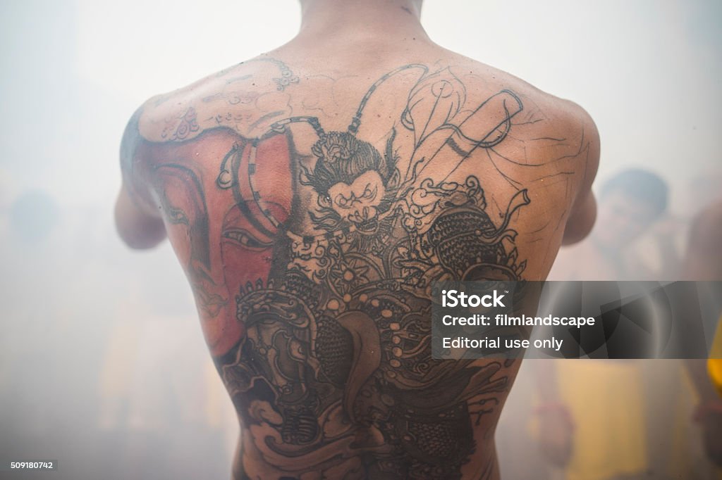 Vegetarian Festival Stock Photo - Download Image Now - Tattoo, Back, Rear  View - iStock