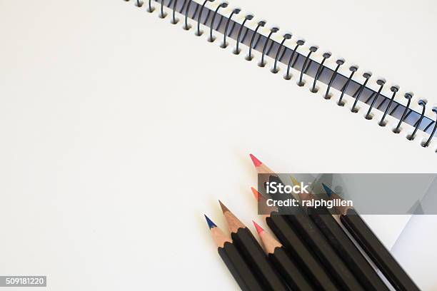 Sketch Pad And Colored Pencils Stock Photo - Download Image Now - Blank,  Colored Pencil, Copy Space - iStock