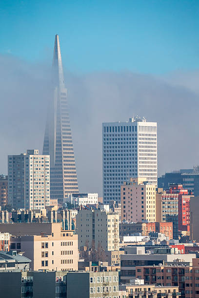 centro di san francisco, california - bay bridge san francisco county san francisco bay area landscaped foto e immagini stock