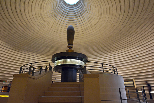 Jerusalem, Israel - May 7, 2015: The Shrine of the Book, Museum of Israel, Jerusalem. It houses the Dead Sea Scrolls, discovered in 1947-1956 in 11, caves in and around the Wadi Qumran.