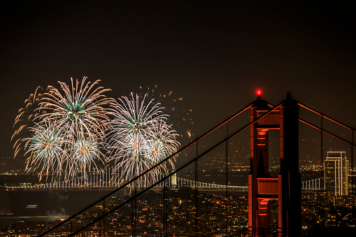 Firework from golden gate bridge. Canon 1Dx, ISO 100.